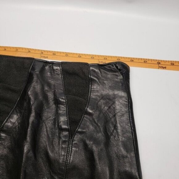 Vintage Jean-Claude Poitras Real Lamb Skin Leather Skirt Black Mini Bac… - Picture 8 of 12